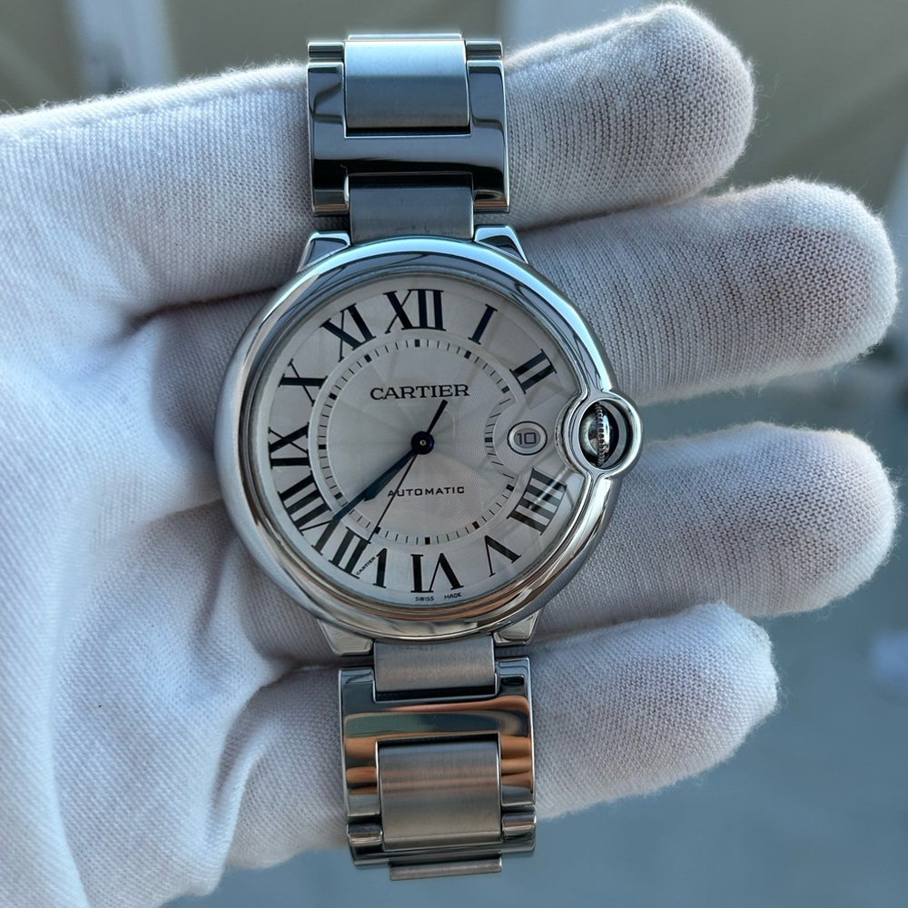 Cartier Ballon Bleu 3001 42mm Steel Silver Dial Mens Automatic Watch